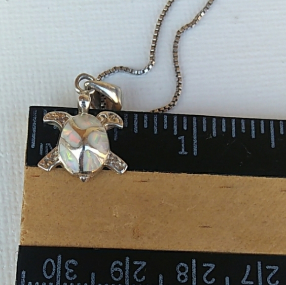 *950* Silver MINED Opal Inlay Turtle Nkl VTG - Picture 7 of 8